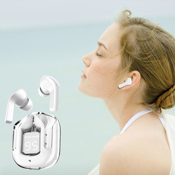 Krystal Ørepropper, Transparent Digital Display Trådløst Bluetooth Headset Bilateralt Stereo Bas Kobber