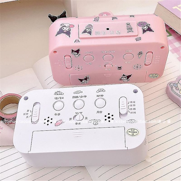 Kawaii Cinnamoroll My Melody Kuromi Pöytävalaisin Elektroninen LED-herätyskello Sanrioed Elektroninen Herätyskello Lahja Lapsille Kuromi-2