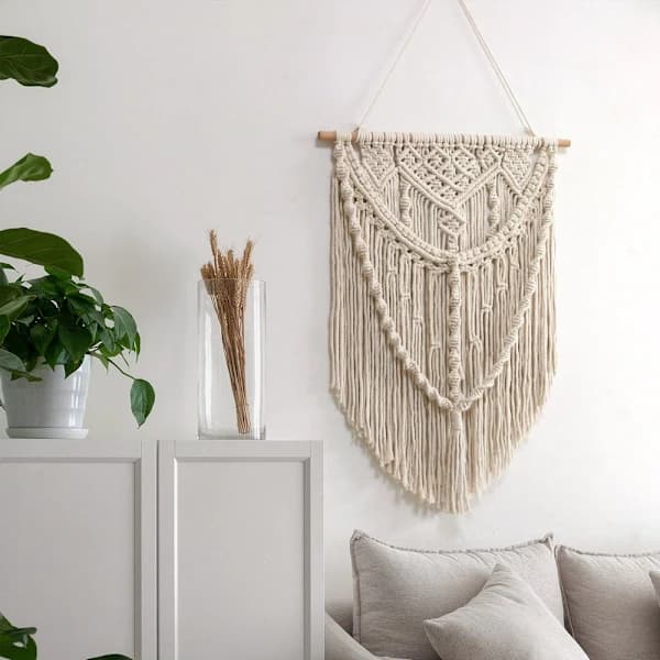 Makramé Veggdekor, Høyde: 700 mm, Håndlaget, Boho-stil, A