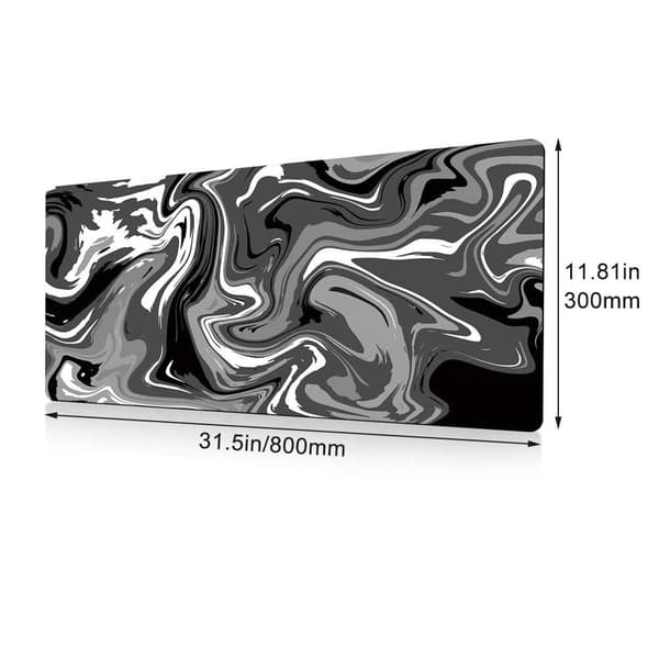 Abstract Black and White Marble Liquid Topographic Contour Map Ink Fluid Wave Gaming Keyboard Mouse