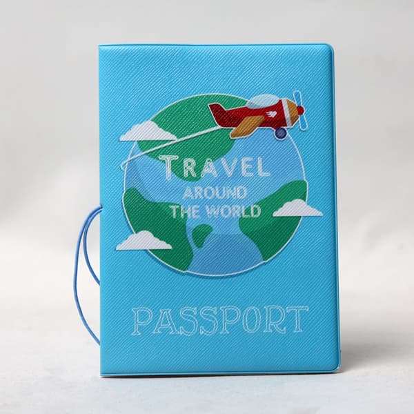 Passfutteral for barn, kvinner og menn, søt reisepassholder (fly) reisetilbehør (blå)