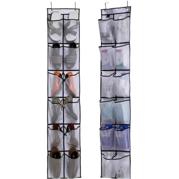 Slim Over Door Hanging Shoe Storage, White, 2-pack