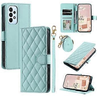 Mobile Phone Case for Samsung Galaxy A73 5G, PU Leather Grid Pattern, Crossbody (Style C)