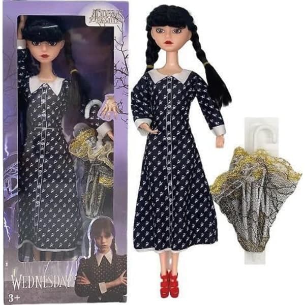 Mjuk Wednesday Adams-docka för barn -