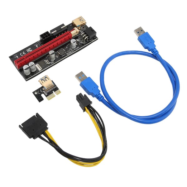 PCIE 1X til 16X Riser-kort 4 solide kondensatorer 6 PIN-interface USB-kabel Fast spænde design PCIE GPU Riser Express-kabel Blå