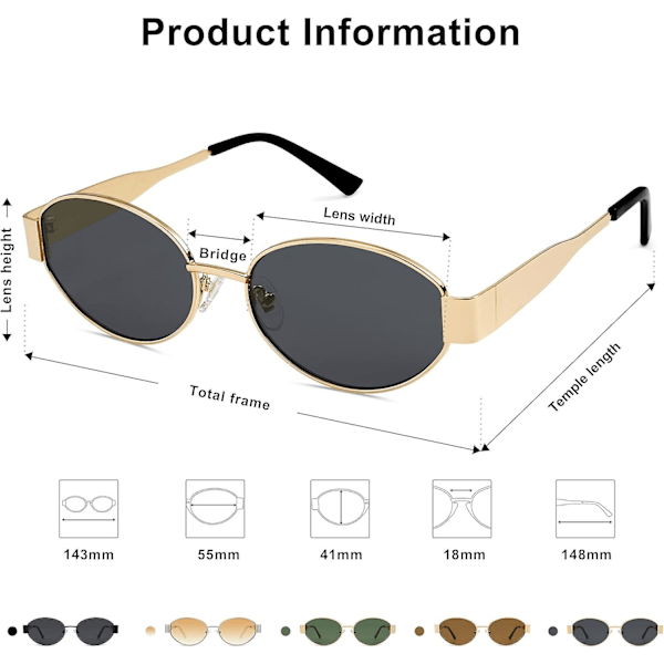 SOJOS Retro Oval Solglasögon för Kvinnor och Män - Trendiga Solglasögon med Klassiska Färger, UV400-Skydd, SJ1217_SSDLV DB Gold-Grey