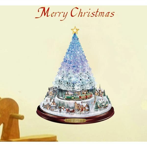 Christmas Tree Rotating Sculpture Train Decorations Paste Window Stickers Christmas Decorations for Home