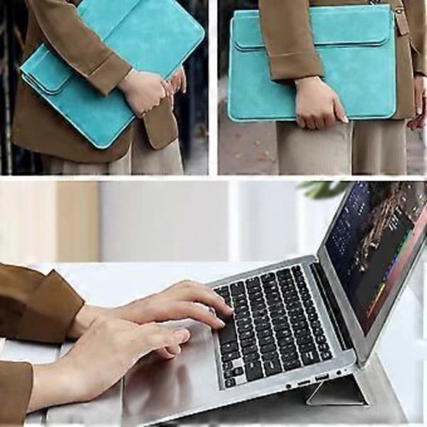 Ergonomisk Notebook Sleeve Stativ Blød Skriveunderlag, Holdbart Læderetui til Bærbar Beskyttelse Mørkegrå, A