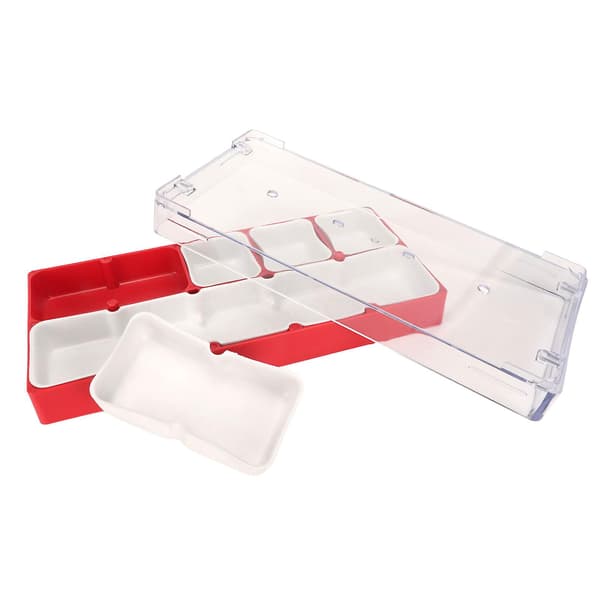 Watch Parts Storage Box, Stackable, Soft Rubber Lined, Watch Screw Storage Container, Red, for Necklaces