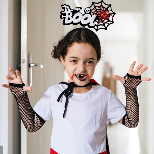 Halloween Hodebånd Edderkoppnett Hvit Flaggermus Skalle Hexehatt Hårtilbehør Hodebånd for Kvinner og Gutter Hodebånd Rød Edderkopp