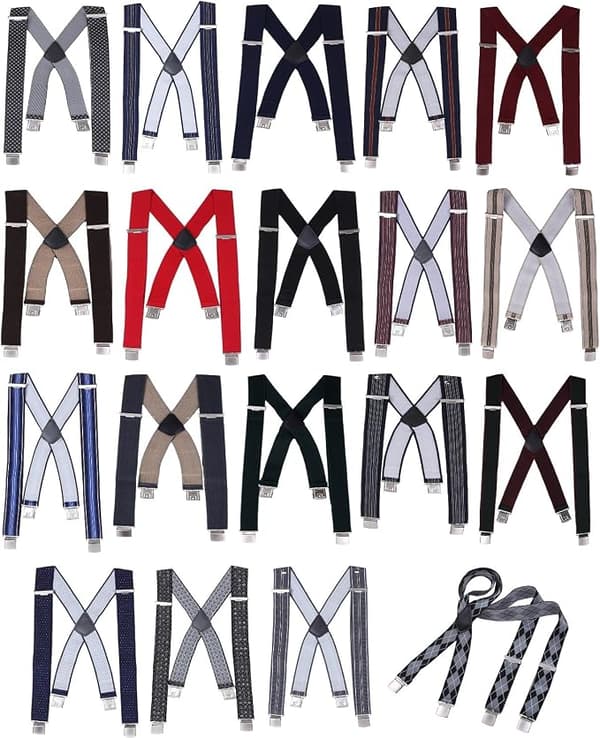 Herrhängslen 3,5 cm breda med 4 extra starka mattborstade clips i X-form
