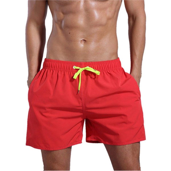 Badbyxor för män Snabbtorkande Strandshorts med fickor red