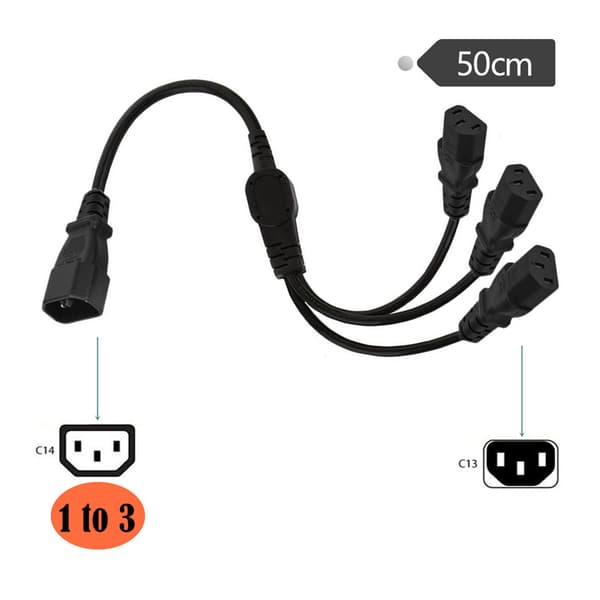Universal IEC 320 C14 til 3 X C13 Strømkabel - 1 til 3 Splitteradapter