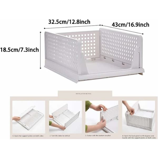 Stackable Clothes Storage Basket Organizer Sliding Wardrobe Drawer Shelf DIY Divider Separator Desk Container for Closet Cabinet Kitchen Bathroom O