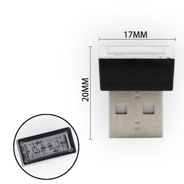 2PCS Mini Car Interior Ambient Light LED Neon Light USB Ambient