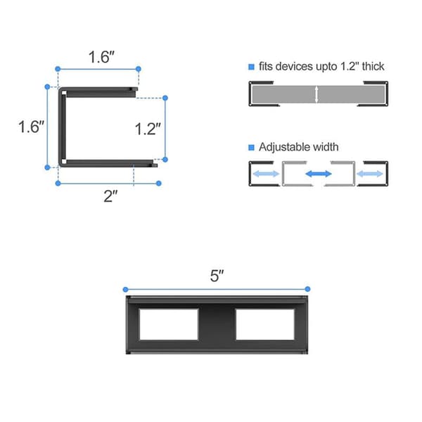 3 stk. laptopstativ til under skrivebordet, passer under bord, sort bakke
