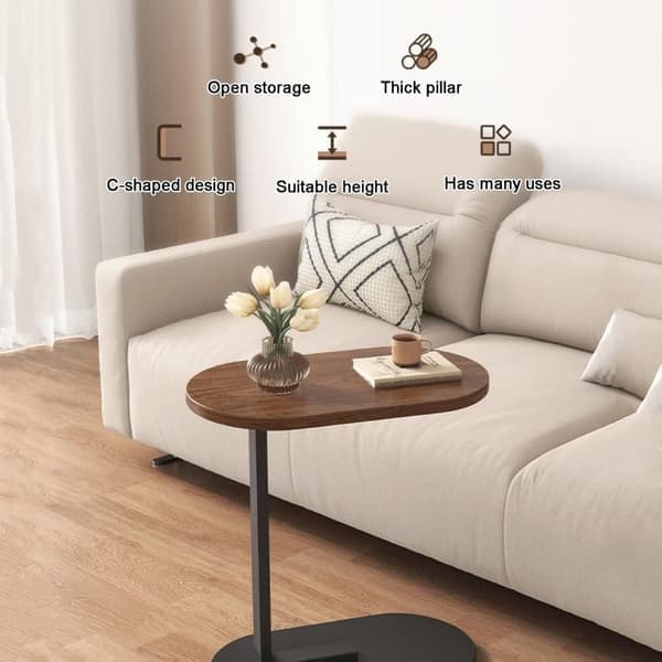 C-formet sidebord og sofabord - lille træbord, der glider under sofa og seng