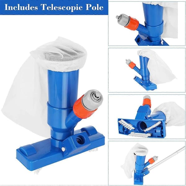 Pool Vacuum Cleaner, Pool Jet Vacuum Cleaner with 5-Section Pole, Portable Vacuum Accessories