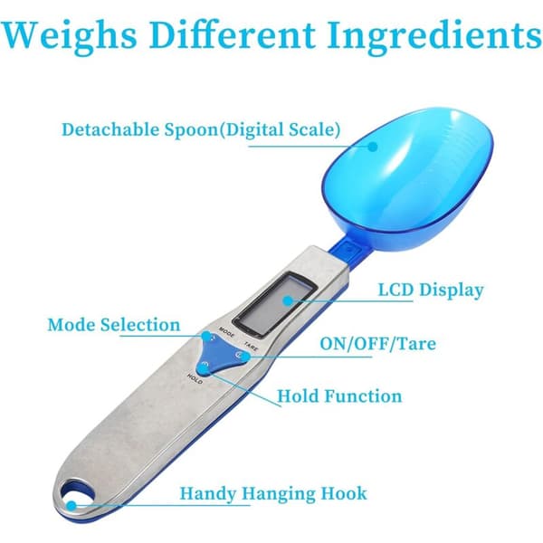 Measuring Spoon Set, 500/0.1g Accurate Electronic Digital Replaceable Spoons Kitchen Scale Measuring Tool