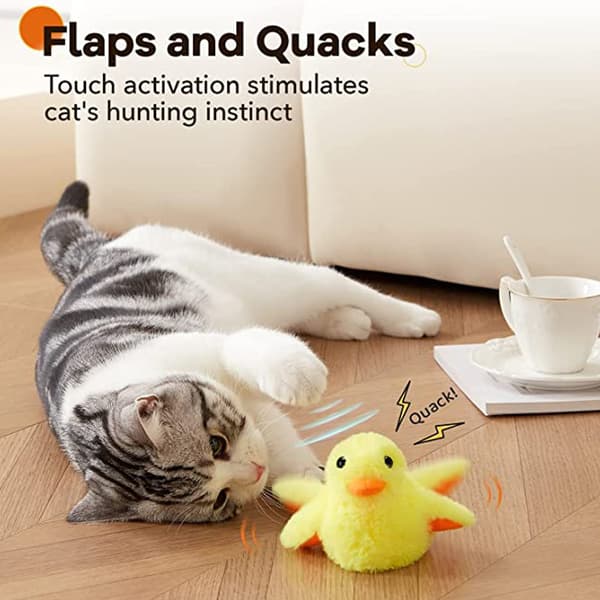 1 Cat Toy with Catnip, USB Rechargeable Plush Duck,