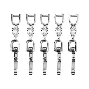 5x Necklace Bracelet Extender Crystal for Rhinestone Foldable Extension Clasp (Silver)