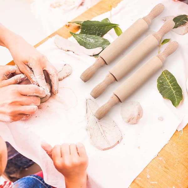 7 pcs mini rolling pin 20x2.55 cm Untreated clay rolling pin Classic empty wooden rolling pin for baking Dough roller Rolling pin Wooden tool