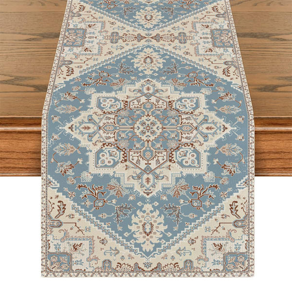 Bohemian Style Orange Bordslöpare, Rustik Lantlig Bondgård Förtrollande Höst Kök Matbord Dekoration för Heminredning 13x72 Tum Style 4