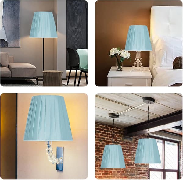 6-pack Small Fabric Lampshades, Lampshade for Bedside Table, Chandelier (Light Blue)