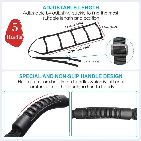 Bed Ladder Assistance Strap, Pull-Up Aid with 5 Handle Straps, Rope Ladder, Senior, Pregnant