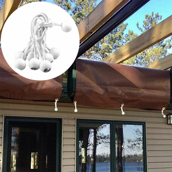 10-pak kugleelastik sort elastisk spænder elastisk spænder til pavillon vandtæt dug campingtelt gardin forlængerrem-hvid