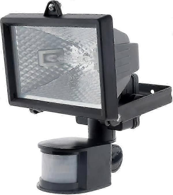 150W svart halogenlyskaster med sensor
