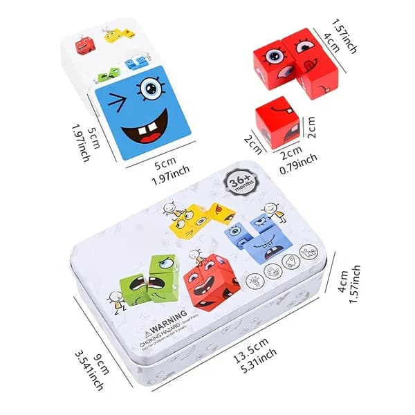 Funny Face Changing Magic Cube Building Blocks, Expression Puzzle Educational Toys, Multiplayer Party Games