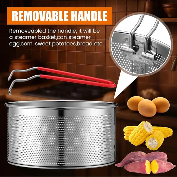 304 Stainless Steel Pasta Strainer Baskets, 3-Pack Noodle Blanching Baskets with Long Detachable Handles for Kitchen Use
