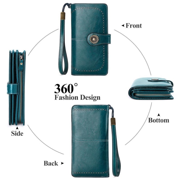 Peacock blå lommebok Europeiske og amerikanske kvinners lang glidelås skinn lommebok for kvinner lær lommebok stor kapasitet håndveske