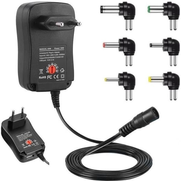 30W AC/DC Strømforsyningsadapter Transformatoromformer 6 Uttak 30W LED Elektronikk 3V til 12V