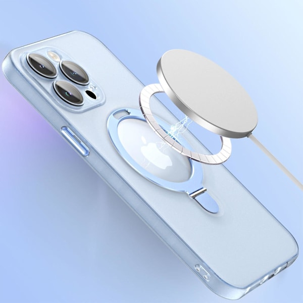 Transparent Magsafe-skal kompatibelt med iPhone 15 Pro Max, matt PC-stötsäkert slimmat skal med magnetisk ringhållare Green