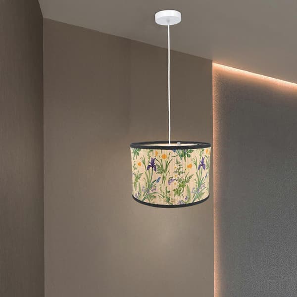 Decorative Bamboo Lampshade with Print for Hanging Lamp, Ceiling Lamp