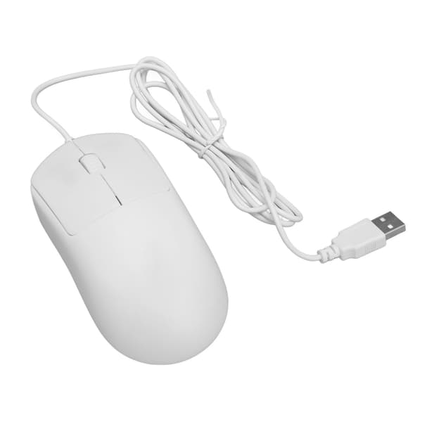 Ergonomisk USB kablet mus - 1200 DPI Optisk, Plug and Play - Hvit