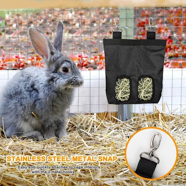 Heinäteline marsuille, heinäsyöttölaite kaneille, riippuva heinäpussi, A