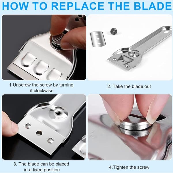 Stainless Steel Ceramic Hob Scraper with 20 Blades - Compatible with Induction Hobs, Windows and Mirrors