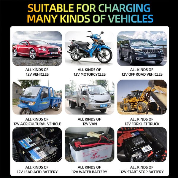 Batteridesulfator, 7-stegs billaddare för båt, gräsklippare och motorcykel