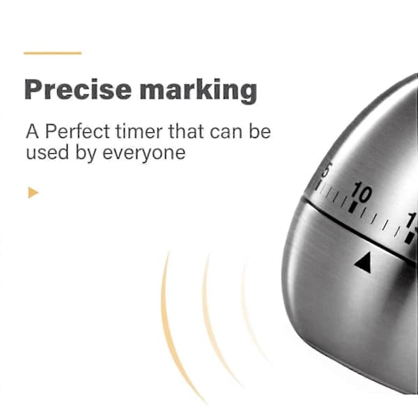 Kitchen Timer 2024 in Stainless Steel: 60-Minute Waterproof Timer for Cooking and Baking, Egg Timer for Precise Timing