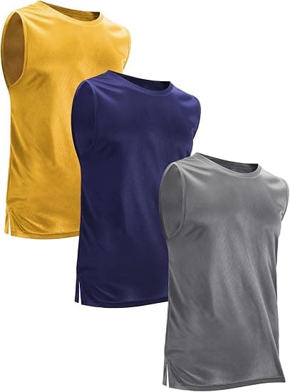 Herrlinnen 3-pak, Sort, grå, gul, XL-kode, Hurtigtørrende Ærmeløse Træningslinner til Mænd XL XL