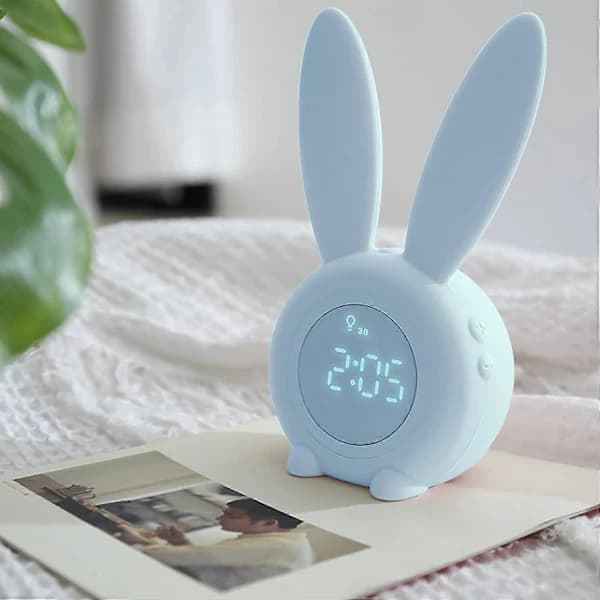 For Children - Cute Rabbit - Creative Alarm Clock - Bedside Lamp - Snooze Function - Timed Night Light