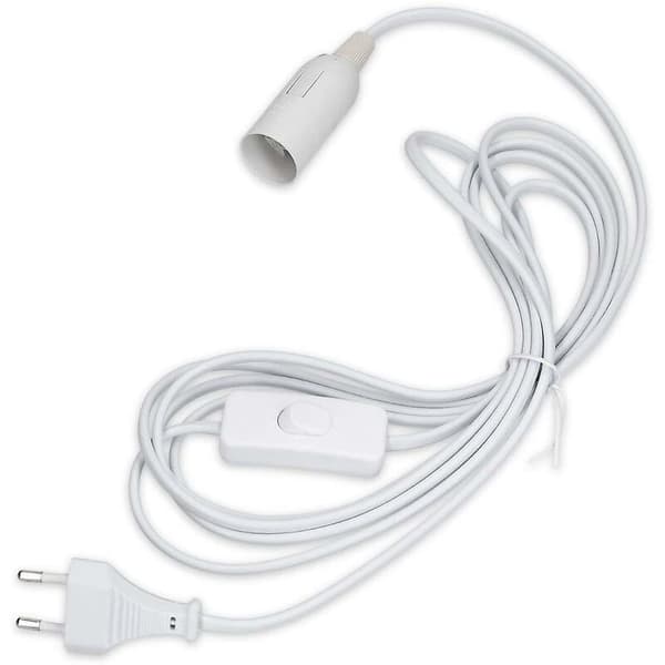 E27 socket with cord - Lamp holder for light bulb with power cable, power outlet and switch - 1.8 m cable