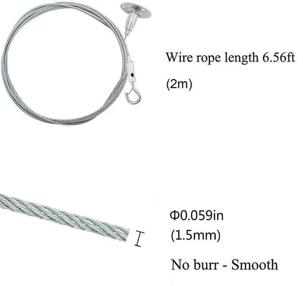 2 Set (1,5 mm * 2 m) Justerbar Bildhängande Tråd med 2 Krympslangar