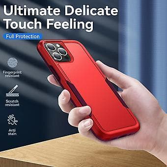 PC + TPU iskunkestävä kuori iPhone 13 Prolle (punainen)