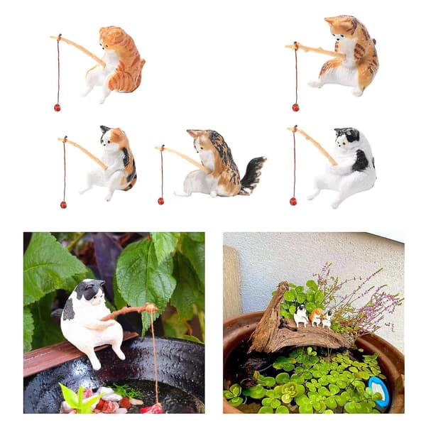 Kattefiskefigur Akvarium Kattepynt til baghaveværelse Café Antal 5