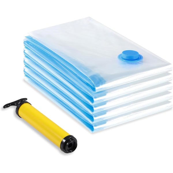 Vakuumoppbevaringsposer, 5-pakning (60 x 80 cm) Gjenbrukbare klesposer, Oppbevaringstrekk med manuell pumpe