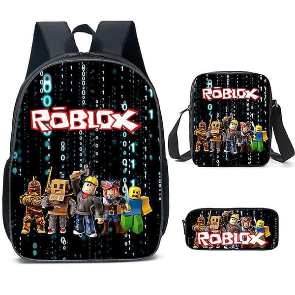 Roblox Rygsæk til Børn Skoletaske med 3 Tilbehørspakker[JUN]